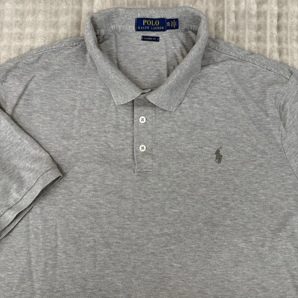 Polo Ralph Lauren Men's Shirt XXL Gray Classic Fit Gray Pony Preppy Stretch